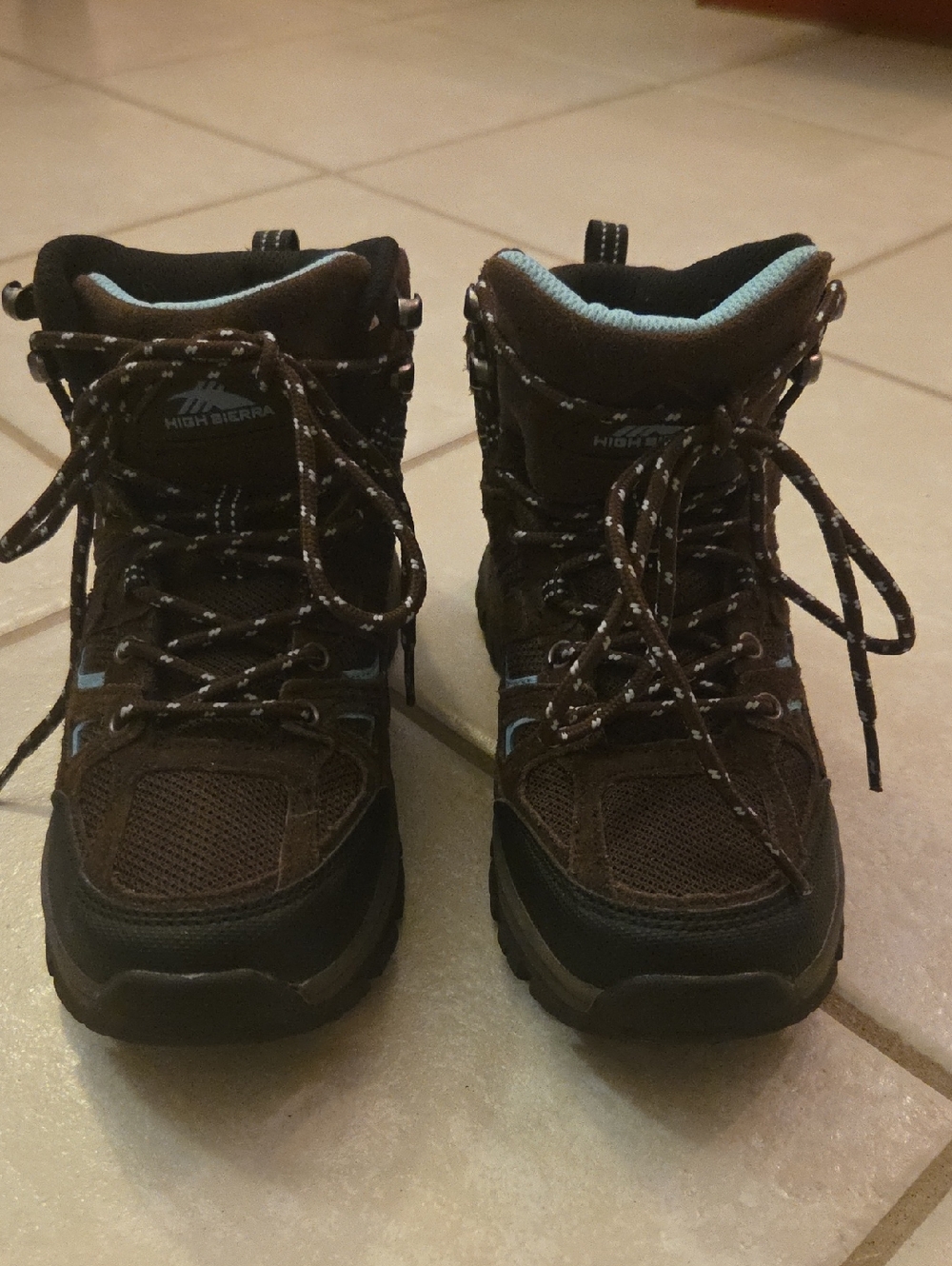 High Sierra Brown Hiking Boots with Light Blue Lining